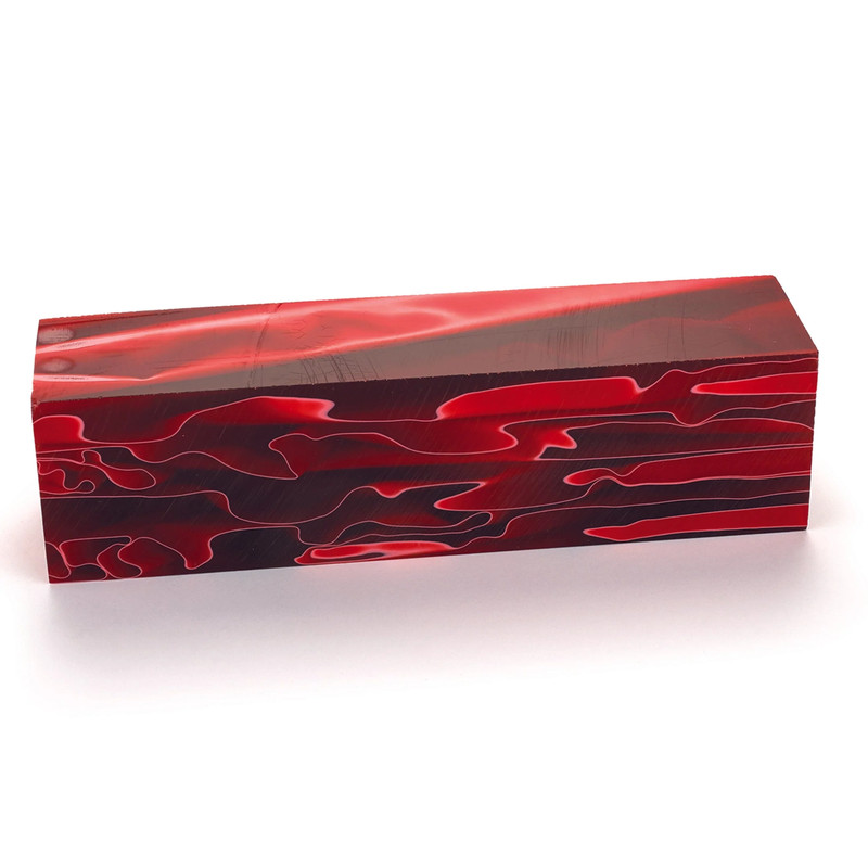 Acrylic Turning Blank - 1-1/2" x 1-1/2" x 6" - Color:Ruby Waters Clouds